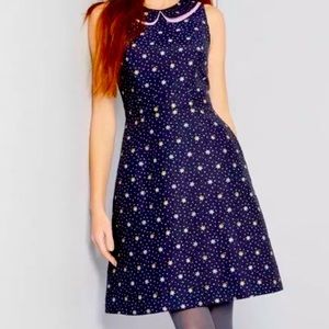 Modcloth On a Whim Star Dress Plus Size Sparkle Navy Blue Peter Pan Collar Sz 3X